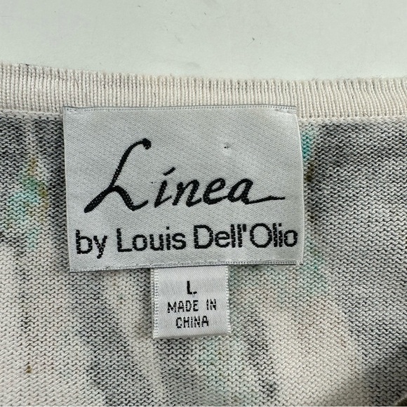 Linea Louis Dell’Olio Abstract Butterfly Cardigan Sweater Olive Print Large - Picture 3 of 7